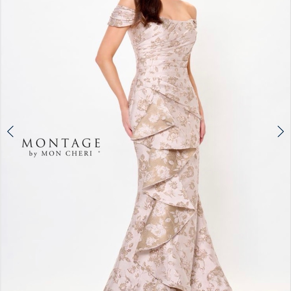 Montage by Mon Cheri Floral Ruffle Gown